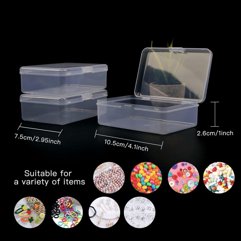 Rocutus Clear Plastic Beads Storage Containers Empty Mini Storage Containers Box,12 Pack Plastic Storage Containers with Lids,Beads Storage Box with Hinged Lid for Beads,Earplugs,Pins, Small Items (4.1 x 2.9 - Image 2